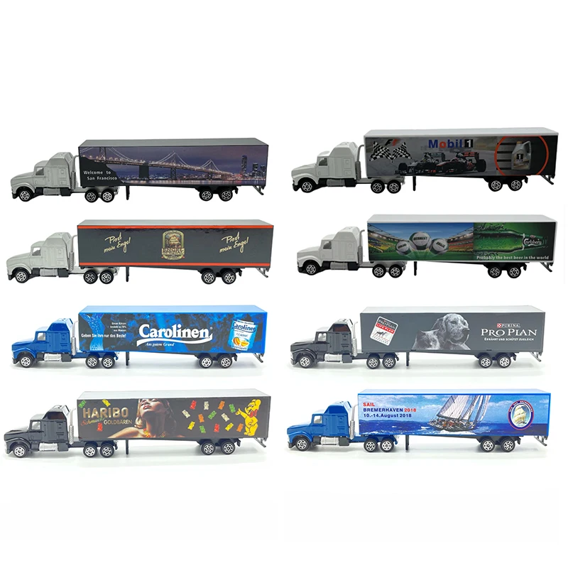 

2Pcs HO Scale 1:87 Truck Container Model ABSTrailing Truck Sand Table Scene Layout Toys Diorama kits Random Colors