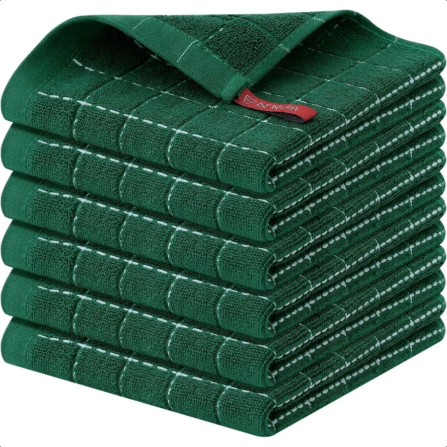 

100 хлопковых махровых салфеток для кухонной посуды, ультрамягкие и впитывающие полотенца для посуды для кухни, идеально подходящие для сушки и стирки посуды, 6 шт.