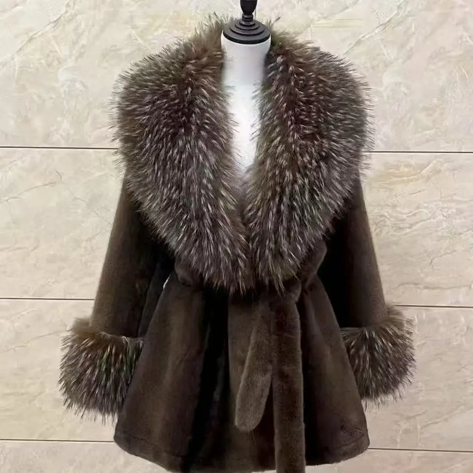 Fashion Style for Women Fur Jacket Lace-up Oversized Faux Fur Coat Lapel Fluffy Hairy Soft Jackets for Women Thick Outerwear New