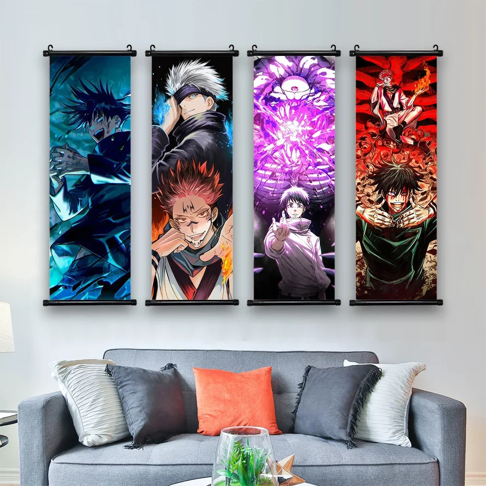 Anime J-Jujutsu Kaisen postać Gojo Satoru pokój dekoracja wnętrz mural prezent wiszący zwój drukuj plakat na płótnie malarstwo wystrój