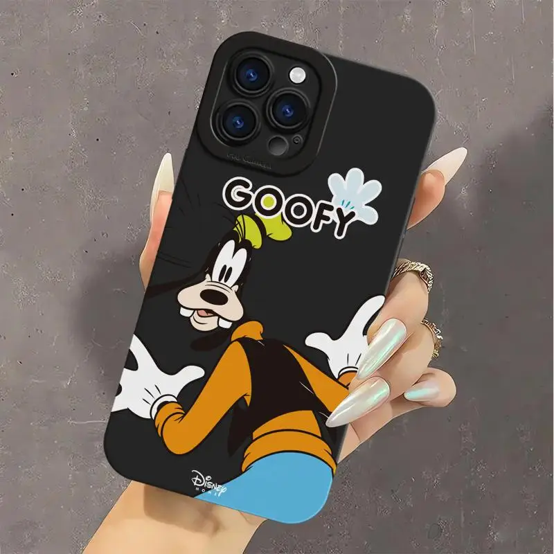 Goofy Saisy Donald Duck Pluto Phone Case for iPhone 15 14 13 12 11 Pro Max Plus Solid Color Silicone Matte Cover Funda