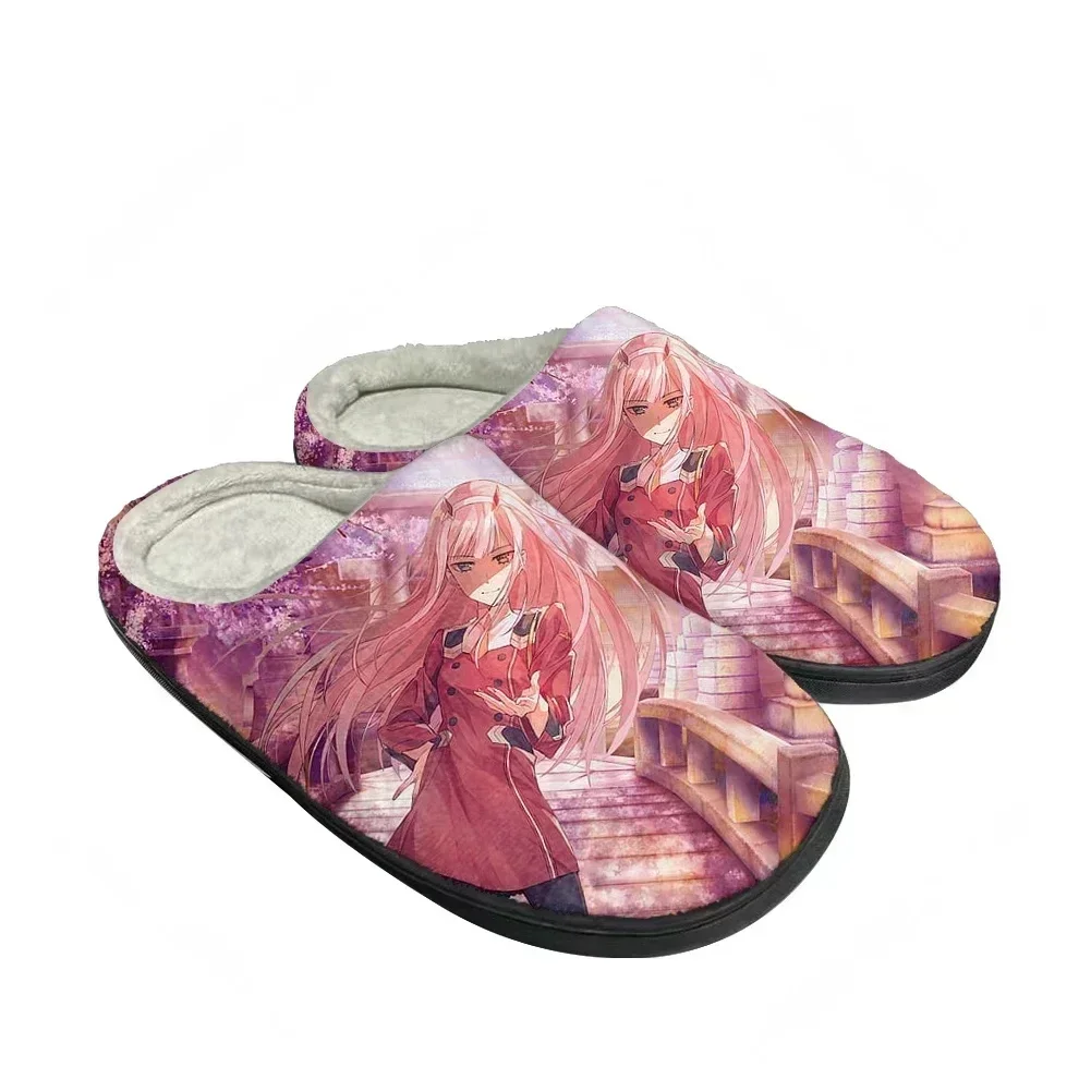 

Hot Cartoon Zero Two Fashion Cotton Custom Slippers Mens Women Teenager Plush Casual Keep Warm Shoes Thermal Comfortable Slipper