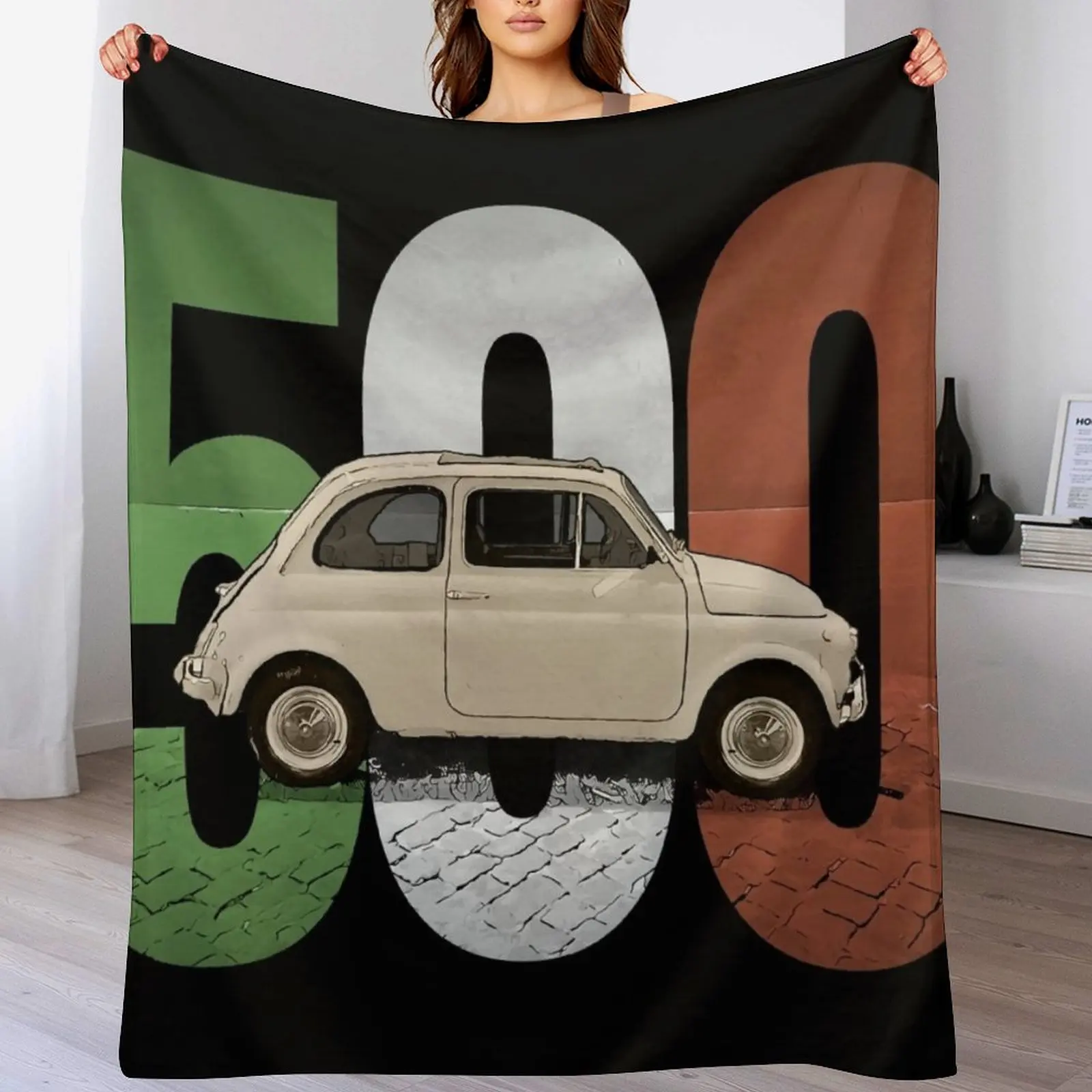 

The Classic Fiat 500 on Black Throw Blanket