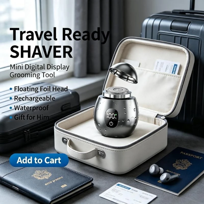 Portable Smart Electric Shaver Men Digital Display Floating Foil Head Rechargeable Compact Grooming Tool Husband Gift