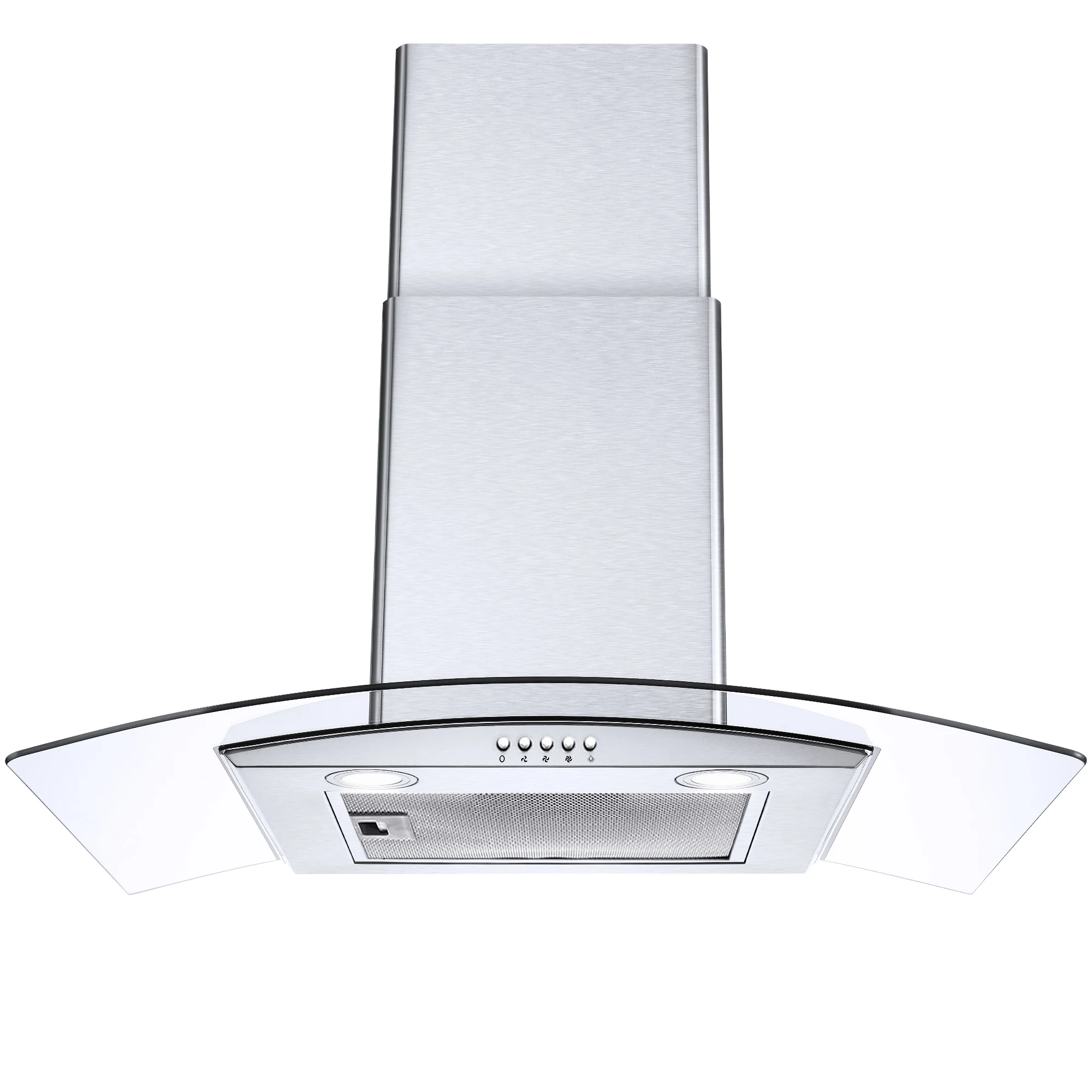Wall Mount Kitchen Hood , Stainless Steel Chimney and Aluminum Filters, LED Lights, 3 Speed Fan