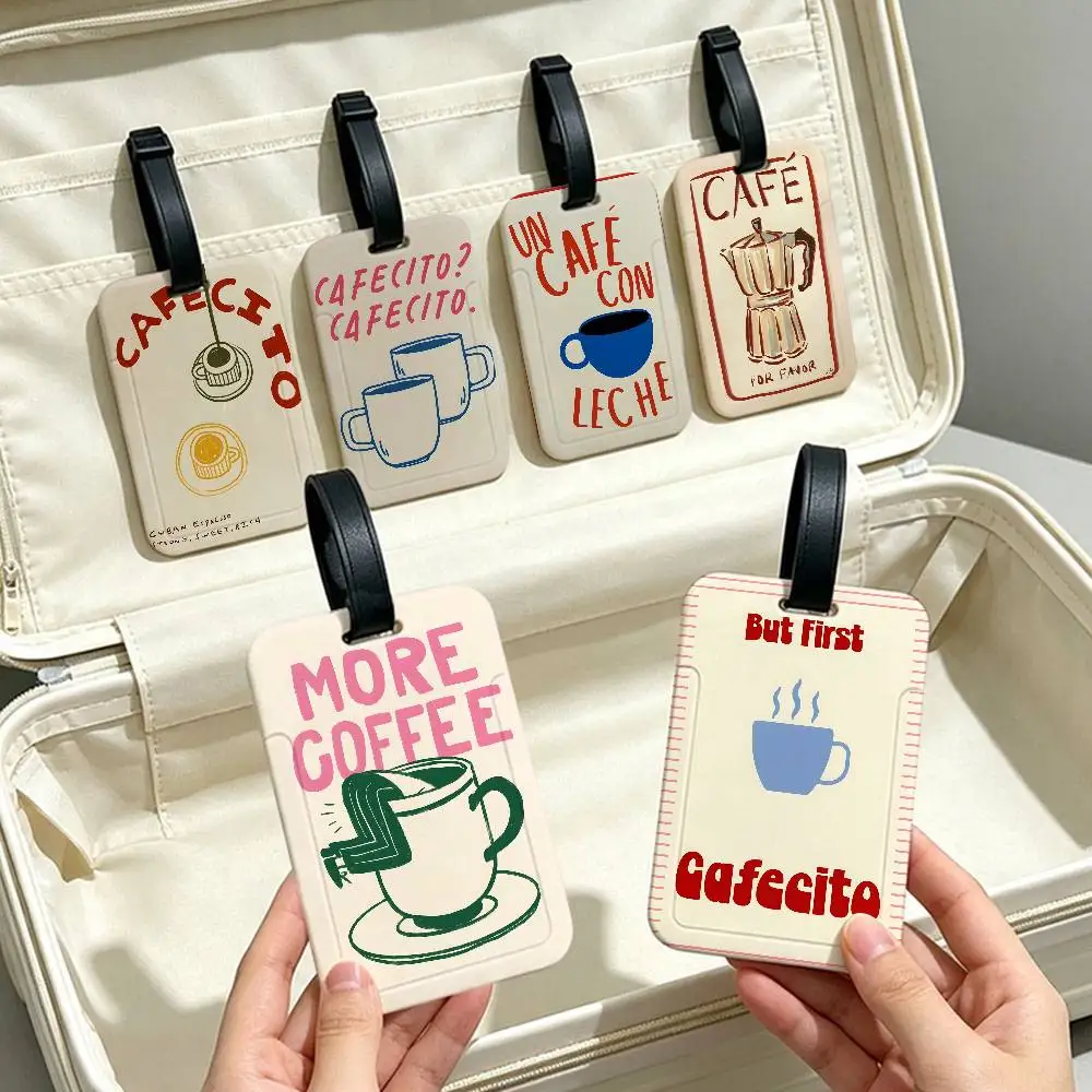 But First Cafecito Waterproof Information Card Sleeve PVC Luggage Tag Anti lost Identifier For Suitcase Handbag