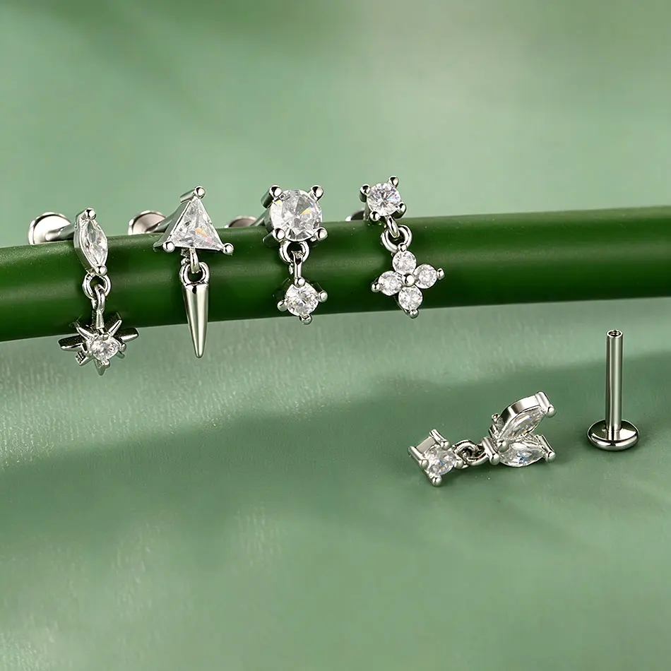 1 Stück Herz-Zirkon-Tragus-Ohrstecker für Frauen, innen geschraubter, gebogener CZ-Labret-Helix-Piercing-Körperschmuck – Detail 5