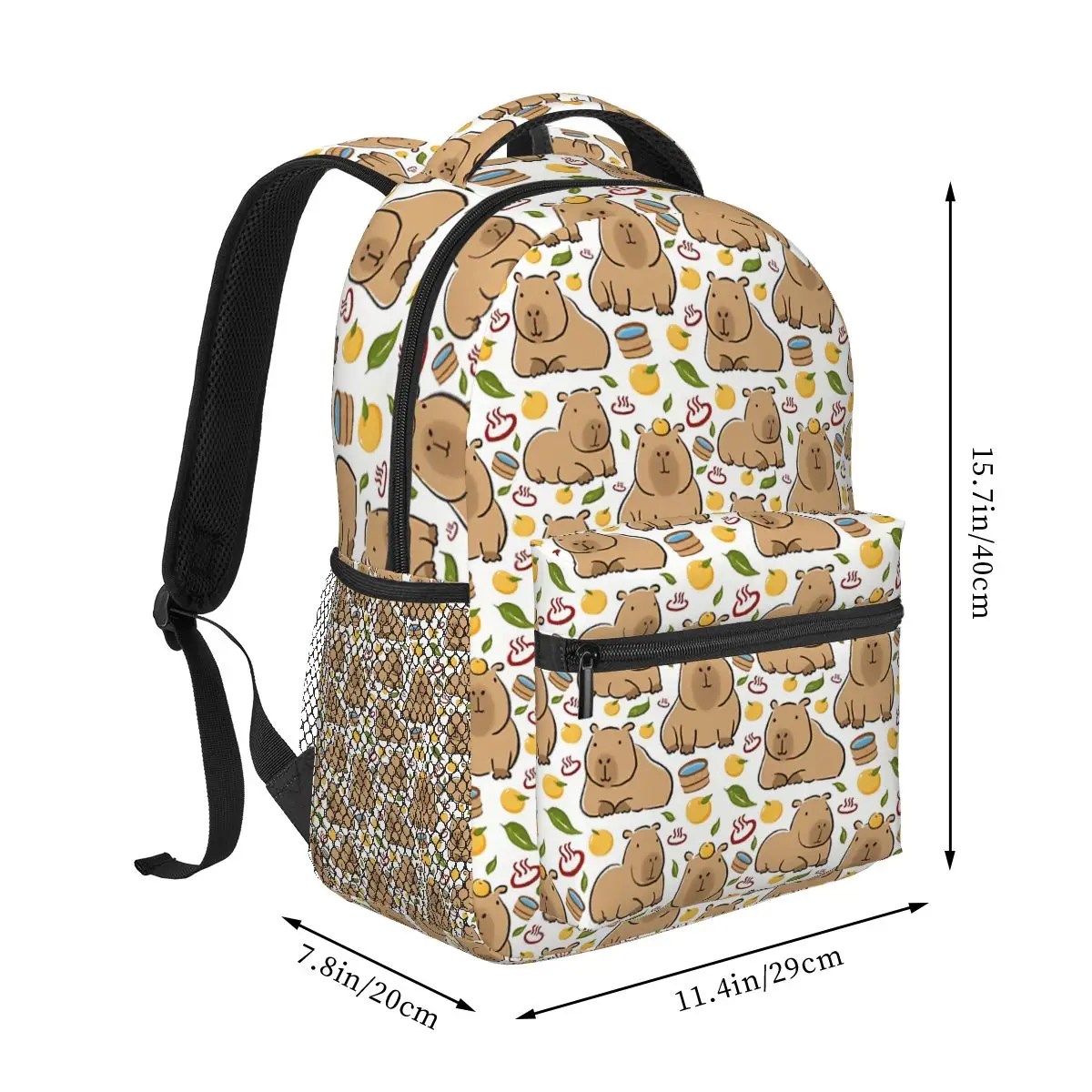 Capybara Backpack Gift for Kids Boys Girls Polyester Fashion School Bag Print Travel Stylish Laptop Bookbag Black