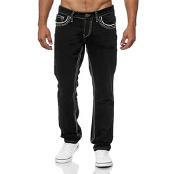 Jean de document solide pour homme, tissu micro-commandé, pantalon décontracté taille basse, jogging multi-poches avant et arrière 03/Jeans S-3XL