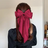 3pcs Solid Color Minimalist Bow Hair Clip,Bowknot Hair Clip,Retro Hair Clip Silk Hair Band,Elegant Hair Accessory for Dailywear - Image 2