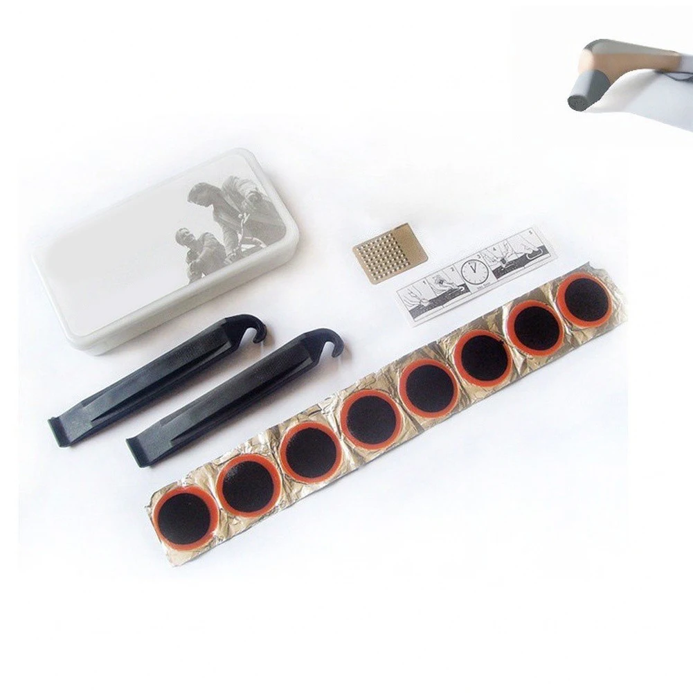 Bike Tire Repair Kit for On-the-Ride Repairs with 2 Tire Levers 1 Metal File 8 Patches for For mountain Road For Gravel view 4