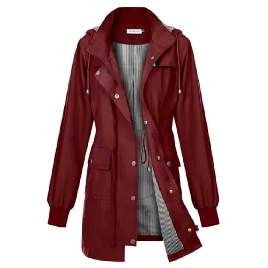 PITINAN Rain Jackets For Women Waterproof Rain Coats with Hood Lightweight Windbreaker Outdoor Womens Raincoats