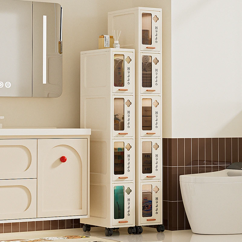 

Slim Mobile Storage Cabinet, Space-Saving Narrow Drawer Organizer, Minimalist Multi-Purpose Design for Kitchen/Bathroom/Living