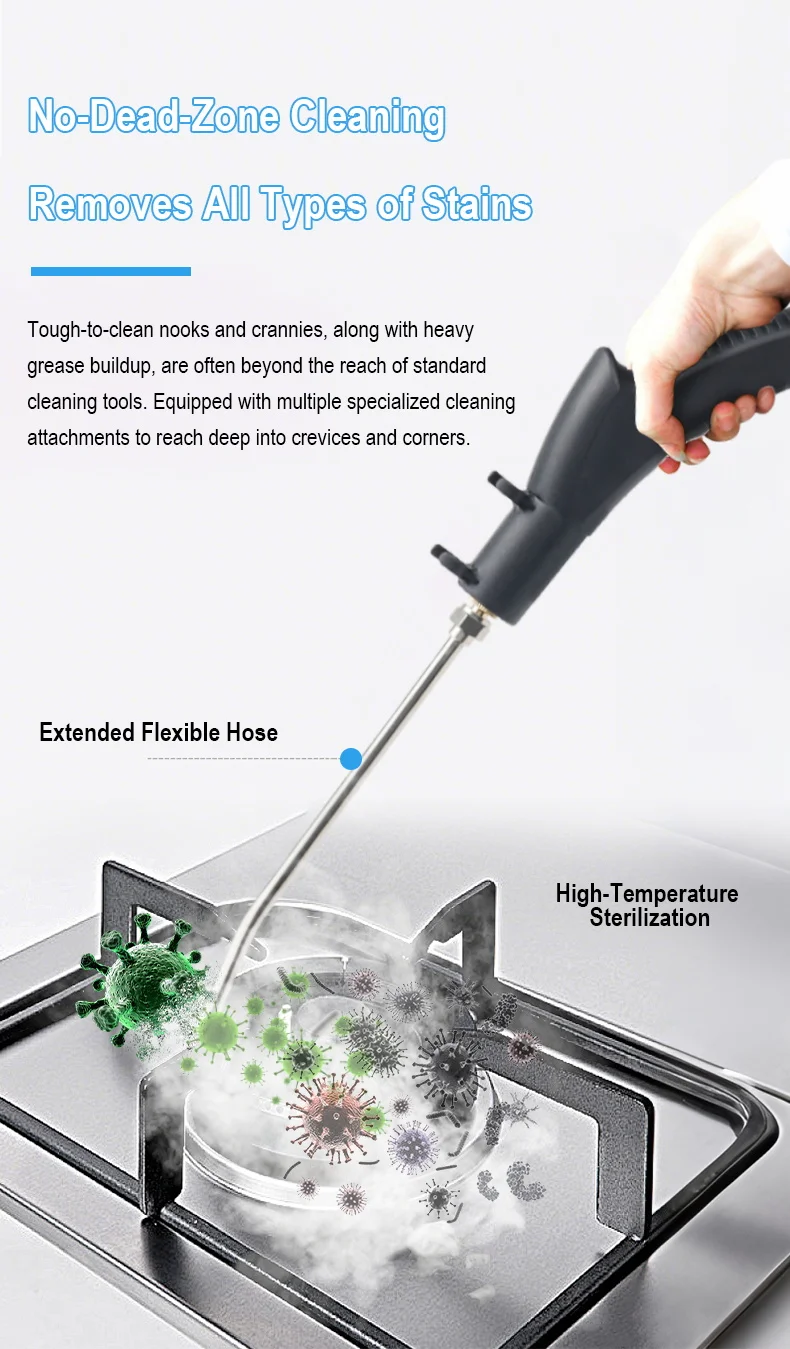 Dampfreiniger mit Hochdruck und -temperatur, Handgehaltener Dampfmopp für Gewerbe und Haushalt, Klimaanlagen, Dunstabzugshauben, Auto- und Jet-Reinigung – Detail 6