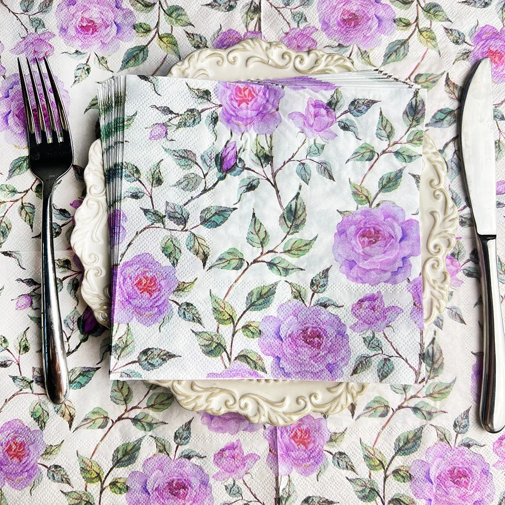 20pcs Exquisite Printing Napkins Paper Fresh Dining Tables Paper Napkin Wedding Party  Serviette De Table Mariage Cloth Tissue