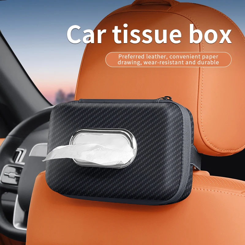 Car Tissue Box,Drill-free & Trace-free Installation,Precise Opening for Smooth Paper Dispensing,No Obstruction to Driving Vision