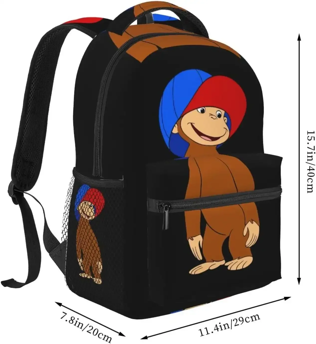 Custom Bag Curious George Backpack Lightweight School Travel Multifunctional Unisex Celebration Anime Character