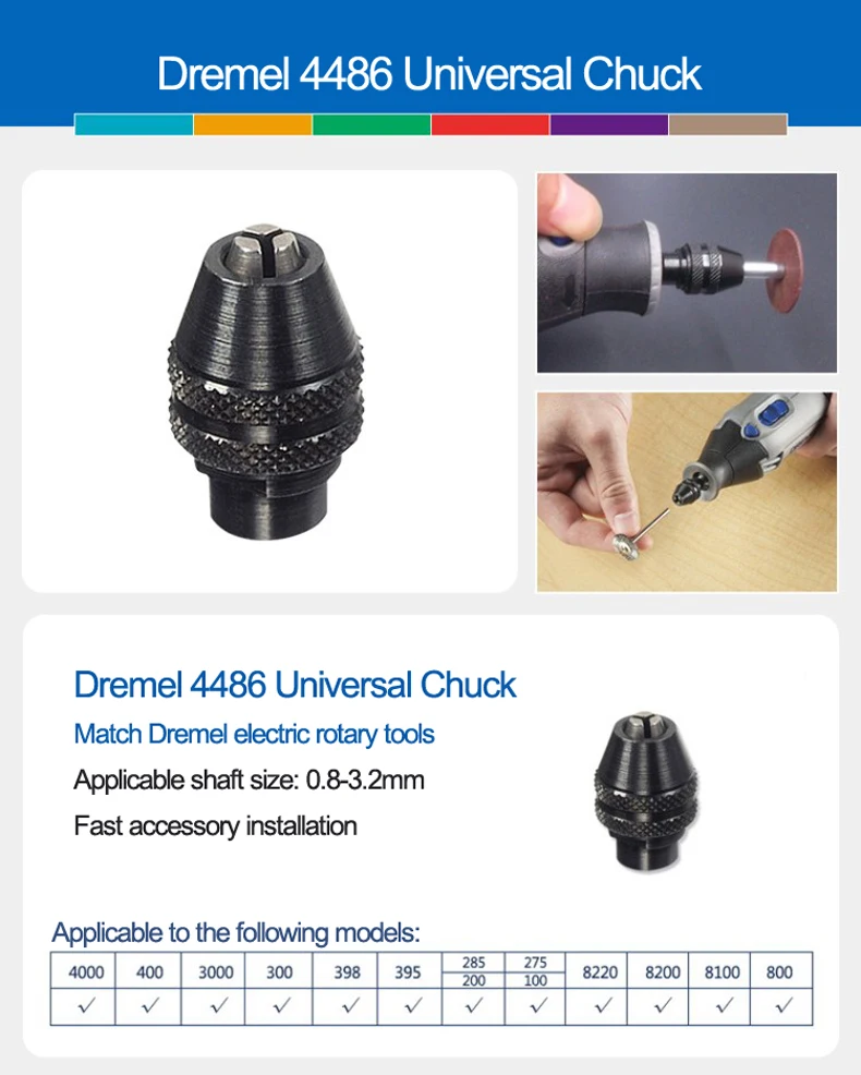 Imagem -03 - Dremel 4486 Mandril de Troca Rápida Acessório de Substituição de Mandril sem Chave para 3000 4000 7300 7700 8200 8220 285 275 Ferramentas Rotativas