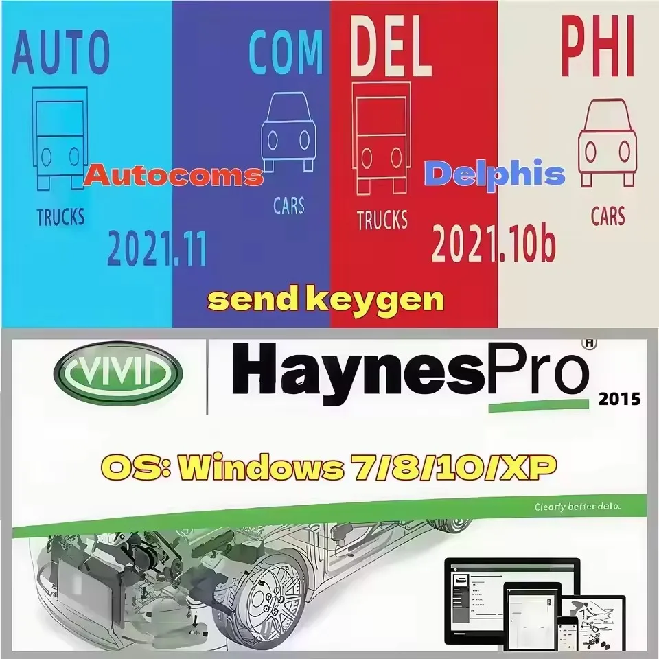 

DS150 Autocoms 2021 & Haynes Pro Vivid 2015 Auto Repair Data Bundle - OBD2 Diagnostic Software for Trucks & Automotive