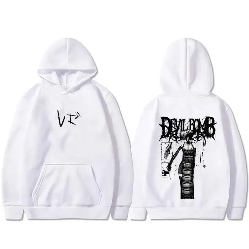 Anime tronçonneuse homme Reze graphique sweat à capuche hommes femmes décontracté surdimensionné Streetwear à la mode Vintage polaire pull à capuche