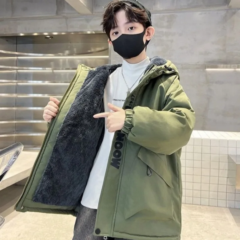 

2025 New Boys Winter Cotton Coat Thickened Fleece Lined Big & Tall Kids' Outdoor Jacket
