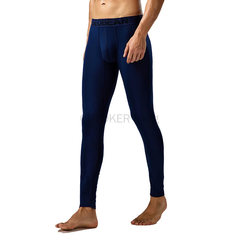 Thermal Underwear Bottom for Men Thin Leggings Elastic Underpants Solid Color Tights Pants Slim Men Clothing Soft