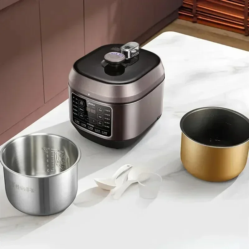 ميديا 6L قدر الضغط سلسلة منخفضة الملح وعاء طبخ الأرز الذكي 2 الأواني الداخلية قدر الضغط الكهربائي المطبخ متعدد الطباخ 220 فولت