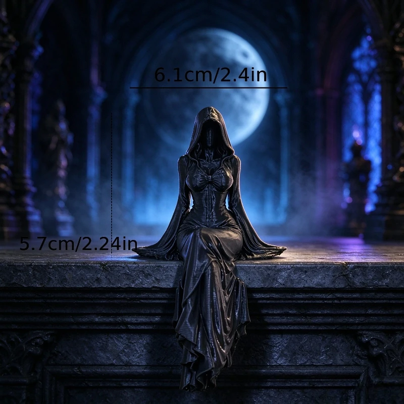 3D Printed Creative Statue Of Lady Reaper Figurine For Home Office Desktop Decoration Mysterious Female Sitting Posture Gift