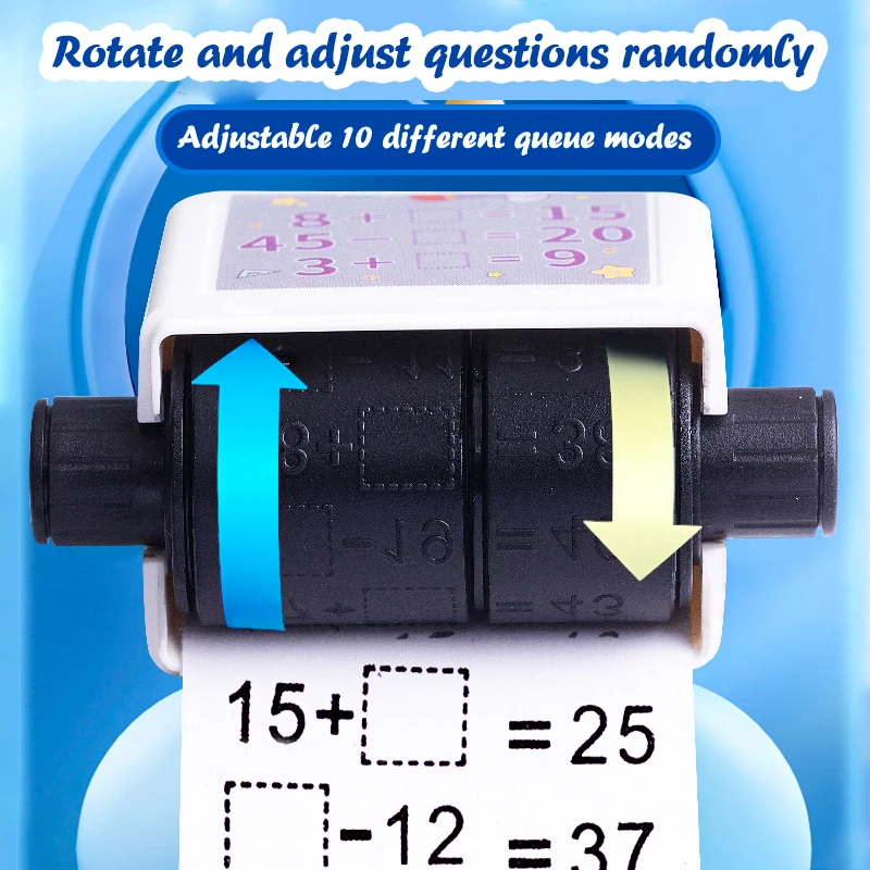 Sello de Enseñanza 2 en 1, relleno de rodillo en blanco, reutilizable, diseño de rodillo de matemáticas, sello Digital dentro de 100, práctica de matemáticas