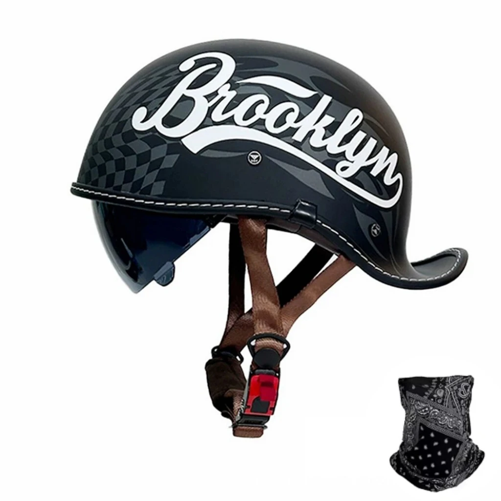 Summer Vintage Motorcycle Helmet Unisex Electric Vehicle Three-Quarter Helmet Pedal Cruise Riding 3C Certified Protection