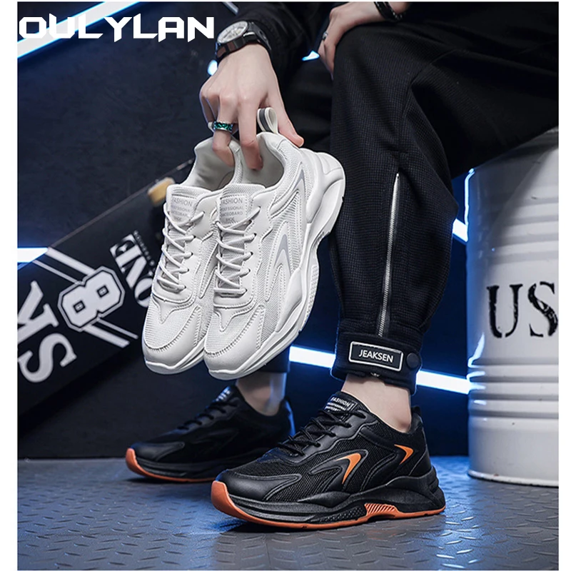 

Oulylan New Men's Breathable Mesh Shoes Sports Shoes Korean Version Versatile White Shoes Running Casual shoes