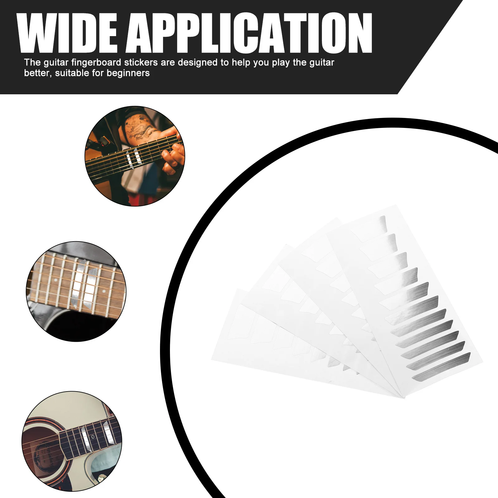 

4 Sheets Guitar Fretboard Decals Clear Printed Self Adhesive Note Map Stickers for Electric Acoustic Guitar Fingerboard
