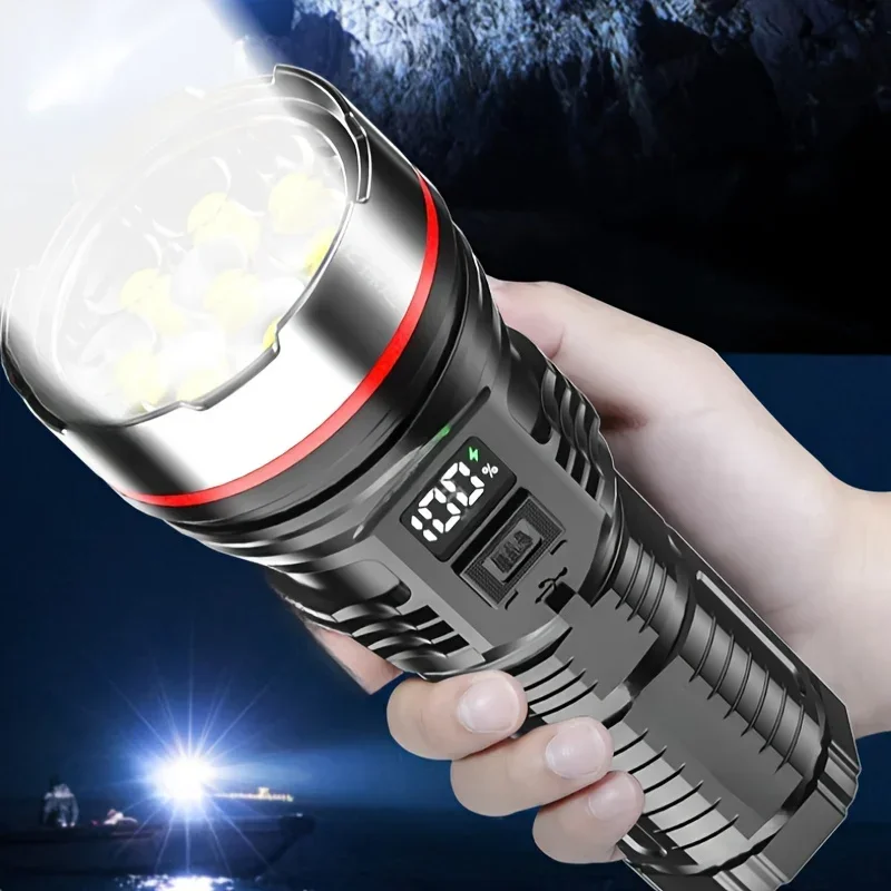 

Super Bright 8 LED Flashlight 3 Modes USB Rechargeable Flashlights Outdoor Emergency Torch for Camping Hiking Cycling Fishing