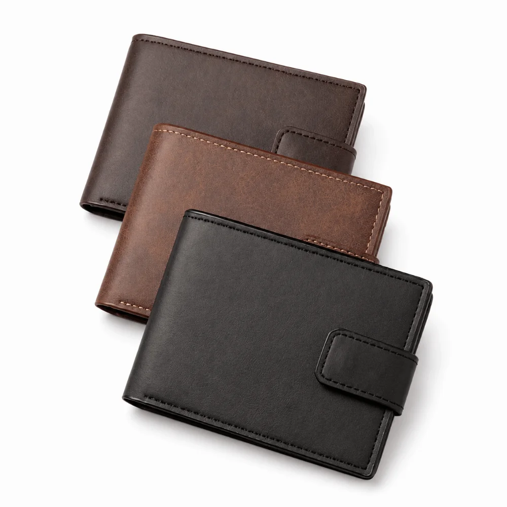 Vintage PU Leather Men's Wallet Button Closure Compact Design Short Wallet Multiple Card Slots Card Wallet For Men