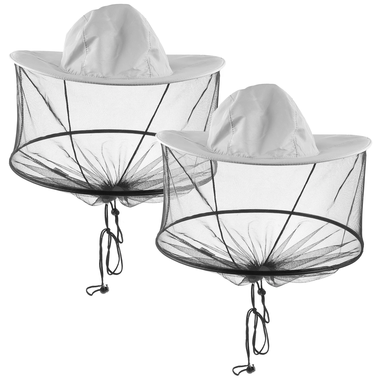 

2pcs Beekeeping Hat Foldable Sun Protection Lightweight Polyester Mesh Veil Netting Gray Gardening Supplies Outdoor