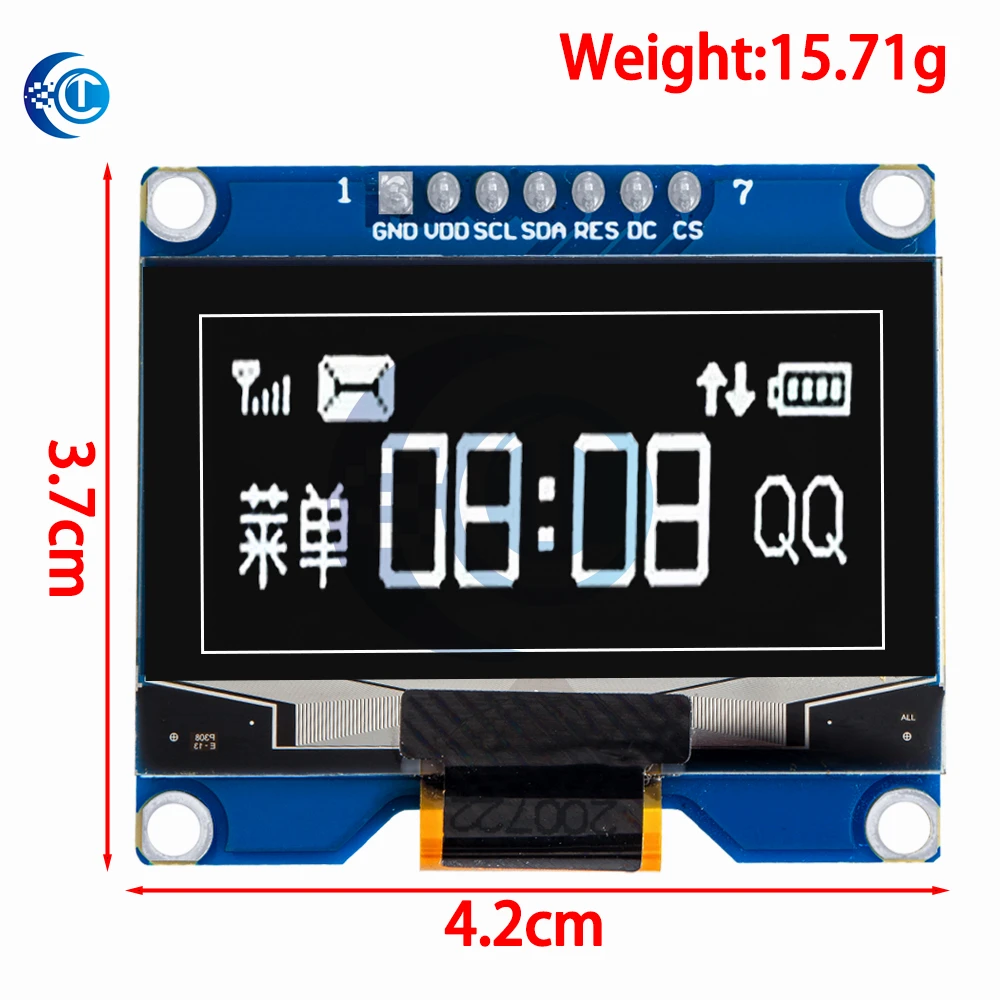 EGBO 1.54 inch 7PIN White Blue OLED Screen Module SSD1309 Drive IC Compatible for SSD1306 SPI Interface 128*64