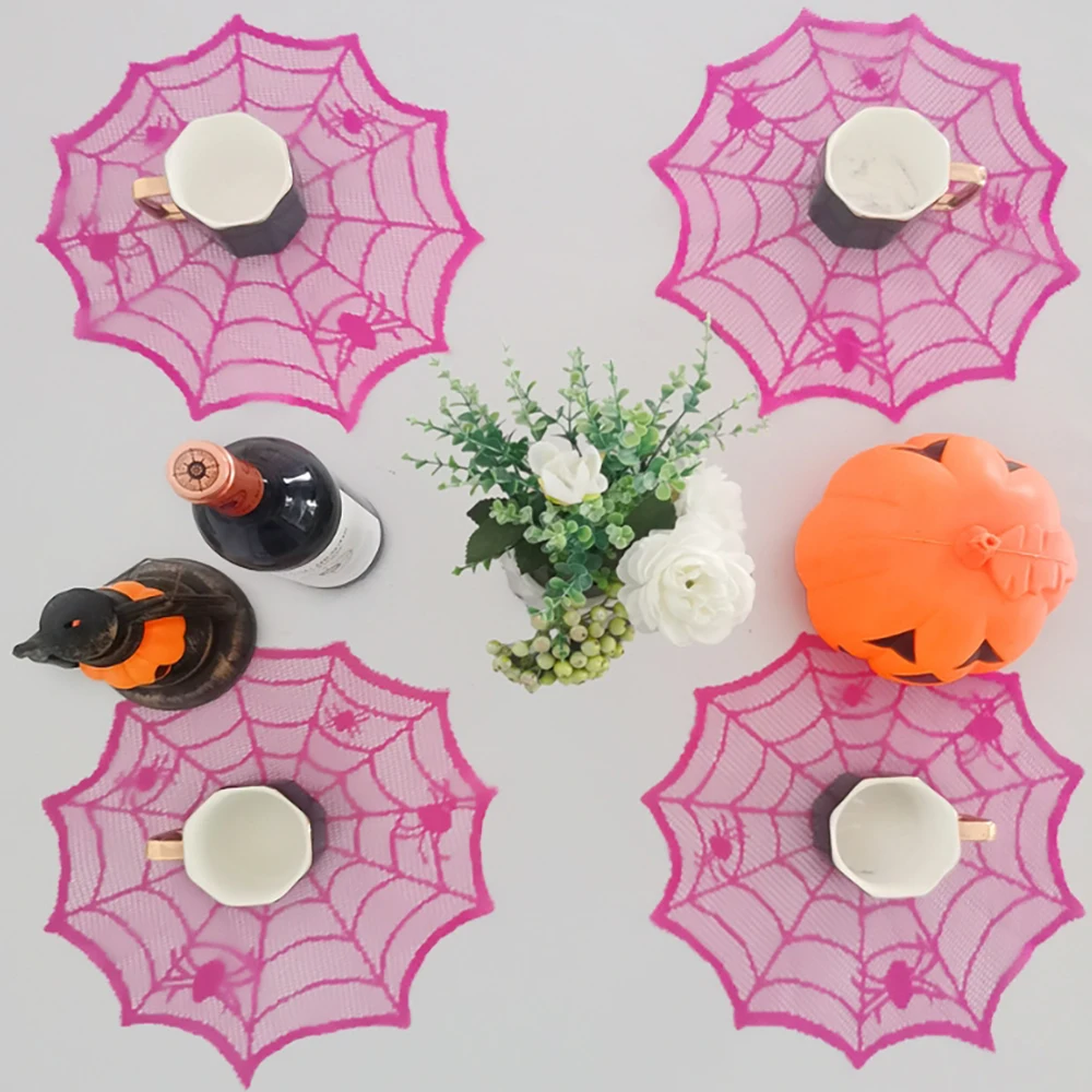 

1PC Purple Halloween round Placemat Western-Style Dining Table Napkin Cloth Waterproof Home Decoration Gift