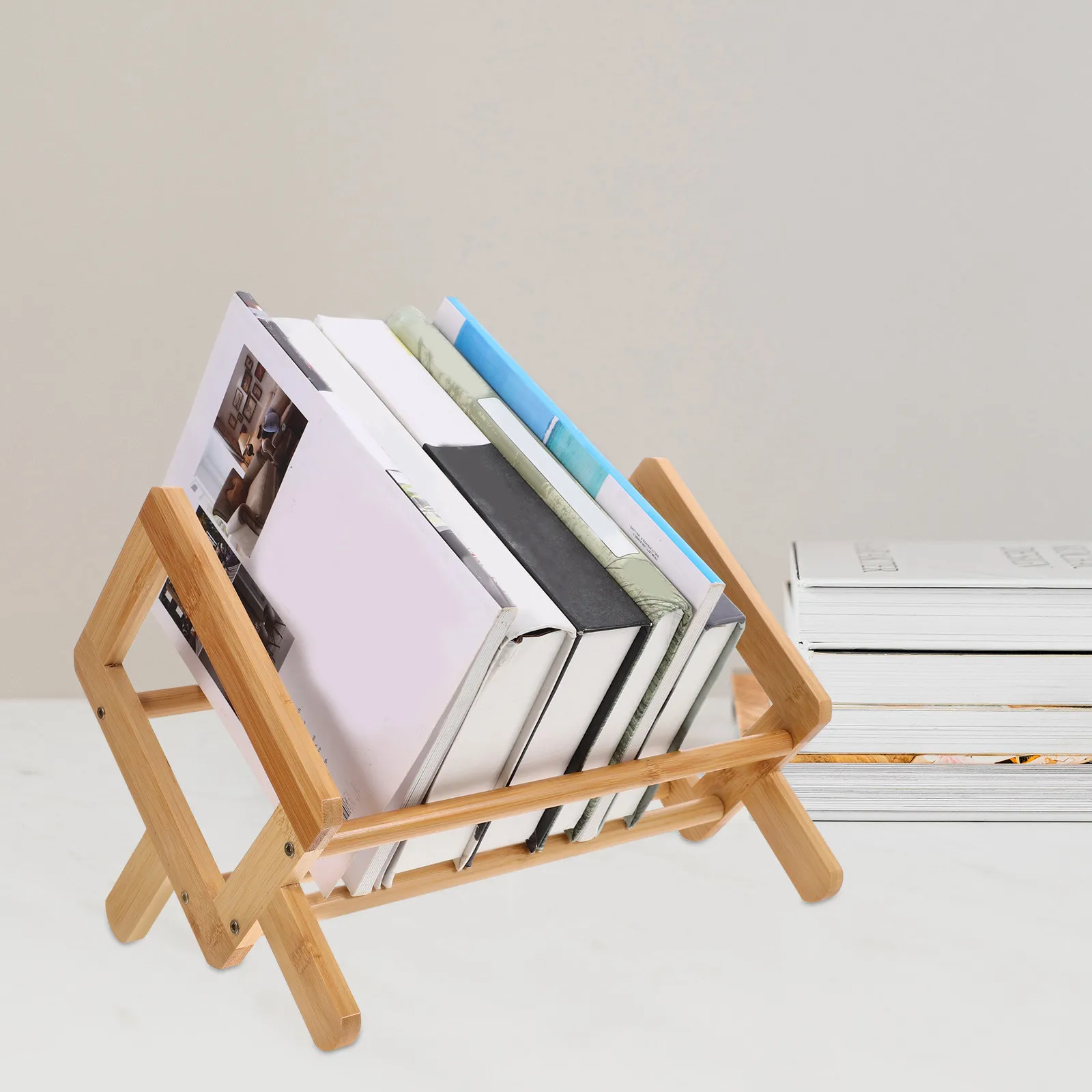 

Изысканная бамбуковая подставка для книг: настольный держатель для учебников, нот, документов, планшетов, портативный мини-органайзер