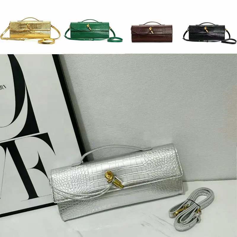 

2025 Luxury Designer New Crocodile Pattern Evening Banquet Bag Cow Leather Style Crossbody Bag Horizontal Shoulder Handbag Women