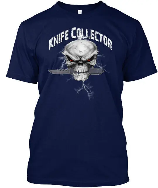 Knife collector skull Tee T-Shirt Made in the USA Anime Pattern Clothing Cotton Short Sleeve