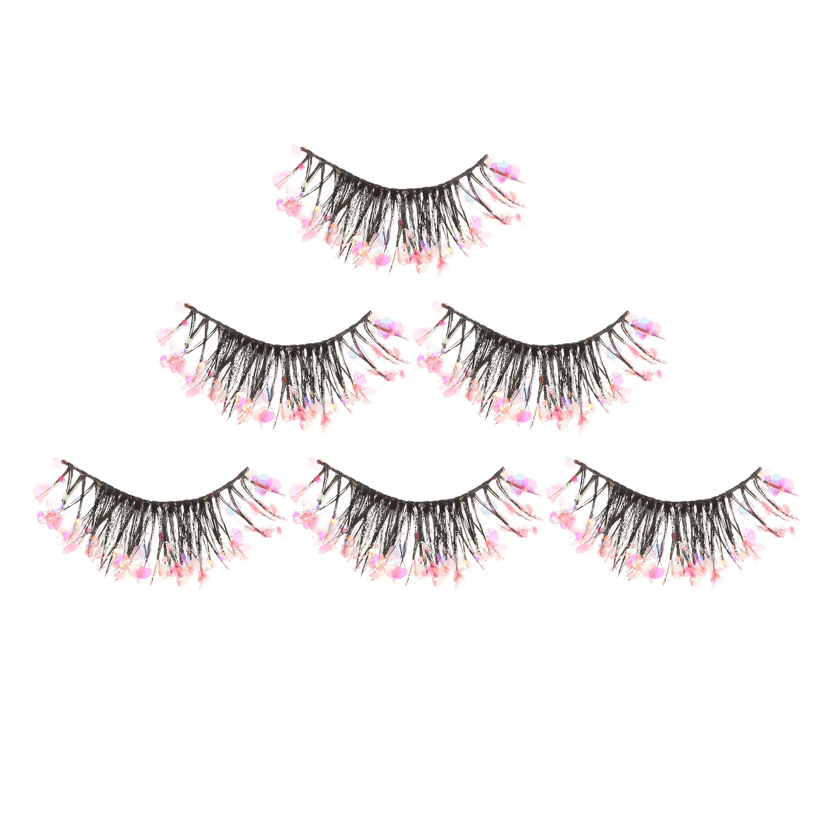 3Pairs Night Glow Fake Eyelashes Glitter Light Comfortable False Lash Extensions for Wedding Birthday Makeup Accessories