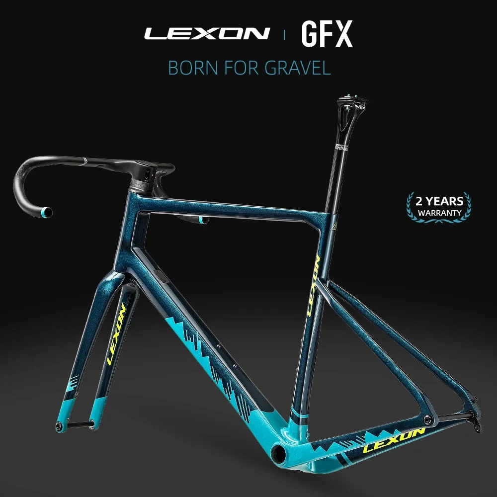 LEXON GFX Carbon Gravel Frame Disc Brake Road Bike Frameset Thru Axle 142mm Bicycle Frameset Road xdb dpd With Fork Handlebars