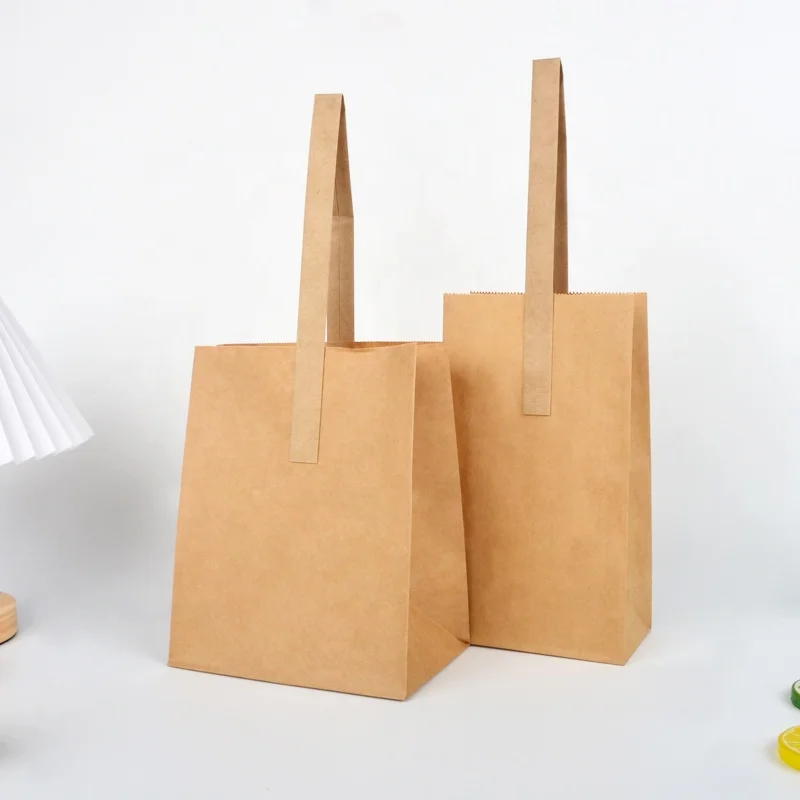 2025 تصميم جديد للمبيعات المباشرة من المصنع حقيبة حماية الفاكهة بمقبض واحد كيس ورق كرافت بني