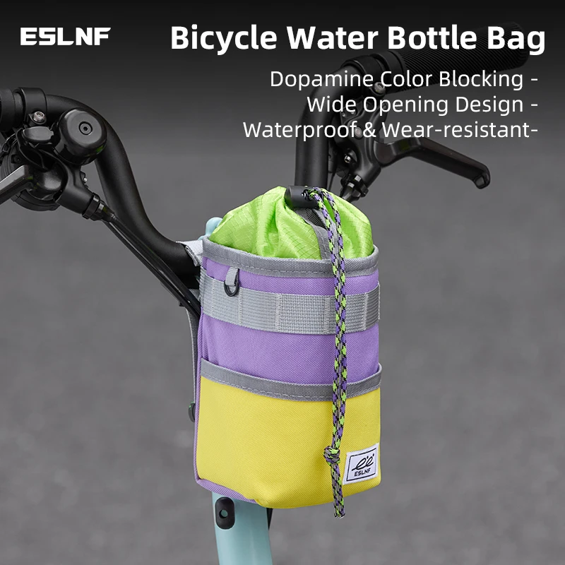 ESLNF Bicycle Water Bottle Bag Bike Bag For MTB And Road Bicycle Patchwork Contrast Color Fashion Leisure Water Bottle Bag