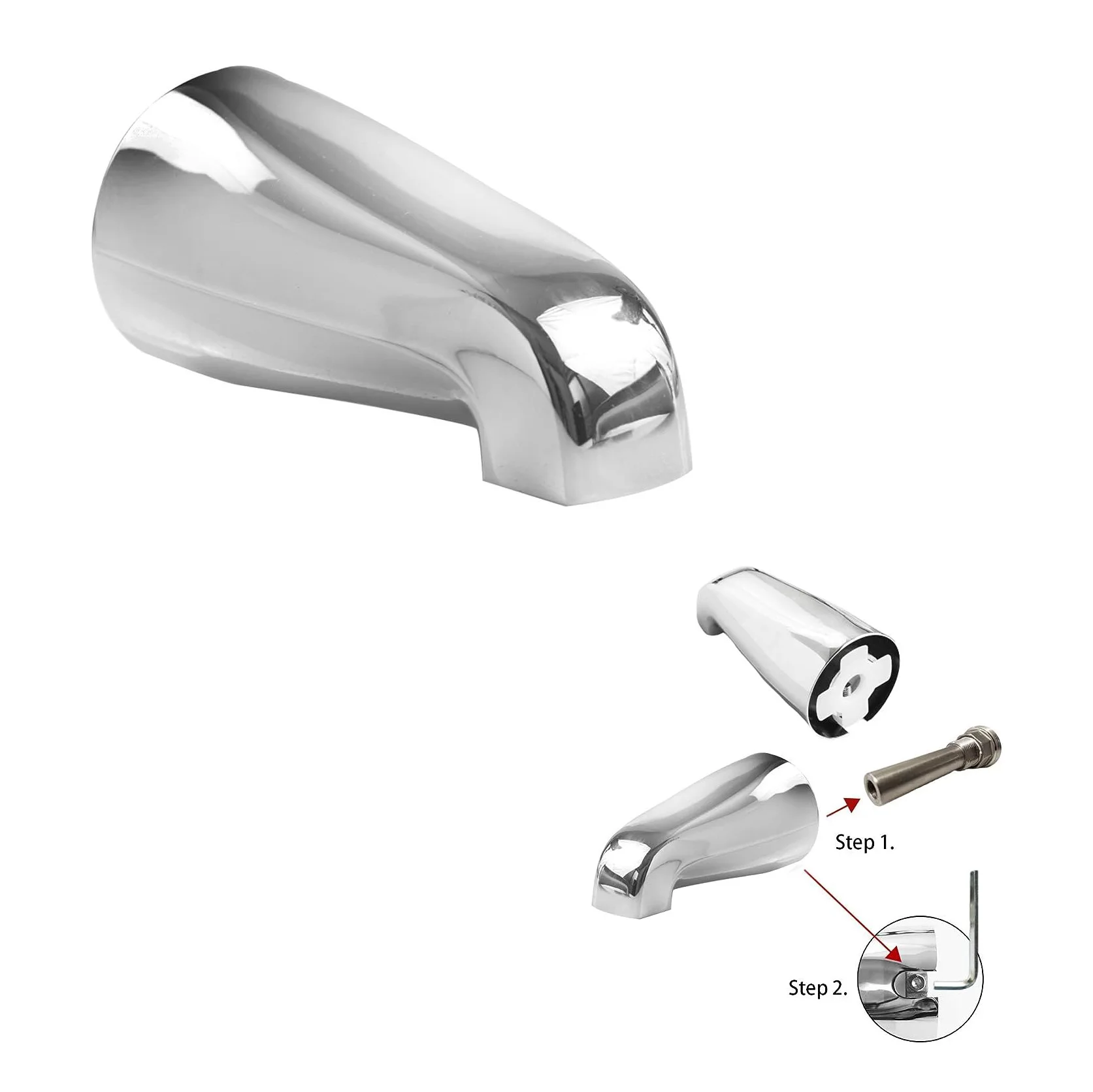 1 Pcs Bathroom Bath Spout Bathtub Filler Faucet Replacement Without Diverter Wall Mounted Bathroom Tub Filler Nozzle Chrome