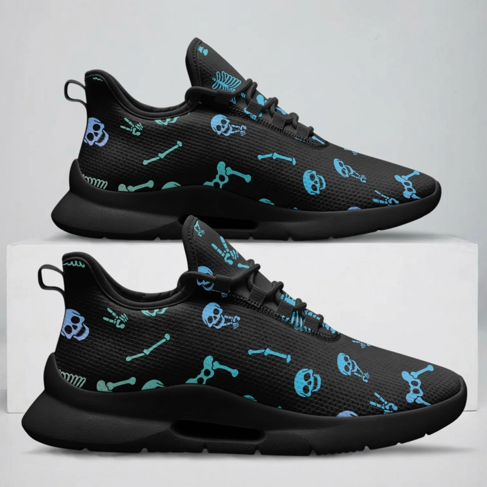PENSTROLL Skeleton Pattern Comfortable Breathable Everyday Trainers Mens Tennis Shoes for Unisex Business Leisure