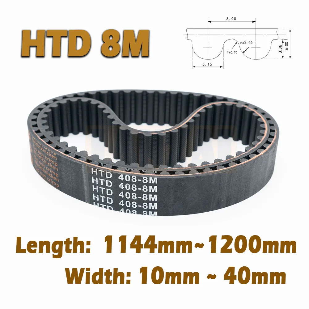 

HTD8M Timing Belt Length 1144~1200mm Rubber Closed Loop W:15~40mm 8M 1144 1152 1160 1168 1176 1184 1192 1200mm Drive Industrial