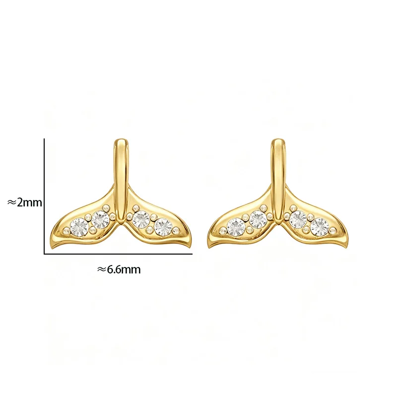 KAMIRA 925 Sterling Silver Mini Cute Zircons Fishtail Earrings for Women Fashion Design Delicate Jewelry Gift Accessories Girls