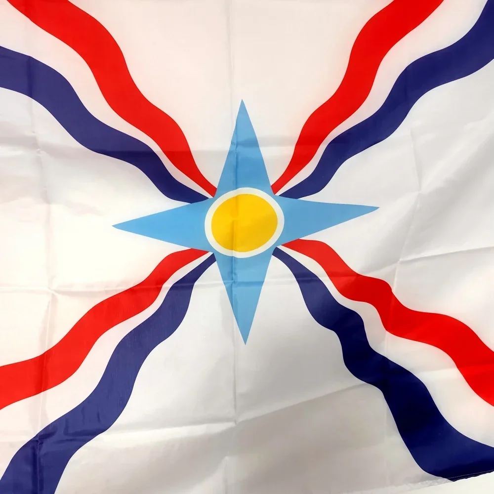 Assyrian Syria Flag 90x150cm Polyester Banner Outdoor Hanging Decor Durable Weather-Resistant Vibrant Colors