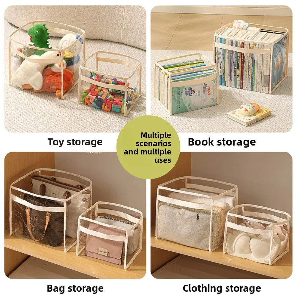 New PVC Doll Storage Basket with Handle Large-capacity Organizer Transparent Space Saving Storage Bucket Children's Toys view 3